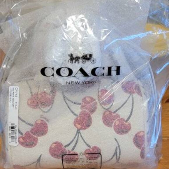 New Coach MINI White and Red Satchel/Crossbody Bag with Cherry Print - Picture 5 of 9